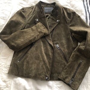 BLANKNYC leather suede olive green moto jacket